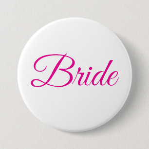 Bride Bridal Party Pink White Elegant Wedding Pin