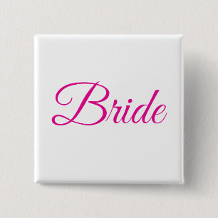 Bride Bridal Party Pink White Elegant Wedding Pin