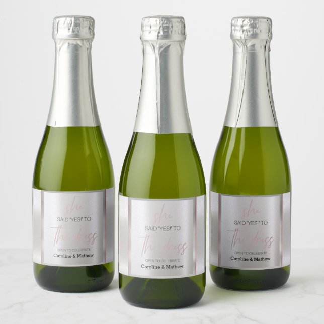 Bride, Bridal Shower, Yes to the dress Sparkling Wine Label (Bottles)