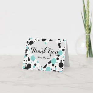 BRIDE & Bridesmaid Silver & Teal Blue Polka Dot Thank You Card