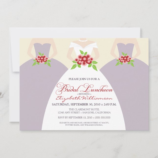 Bride & Bridesmaids Bridal Luncheon Invite: purple Invitation (Front)