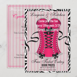BRIDE & Bridesmaids Lingerie Pink Shower Party Invitation