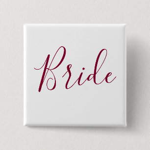 Bride Burgundy Font 15 Cm Square Badge