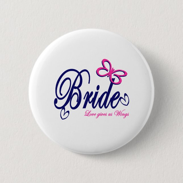 Bride/ Butterfly theme 6 Cm Round Badge (Front)