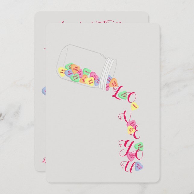 BRIDE Candy Hearts I Love You Celebration Party Invitation (Front/Back)