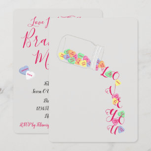BRIDE Candy Hearts I Love You Celebration Party Invitation