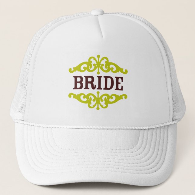 Bride Cap (Chocolate Brown & Chartreuse) (Front)