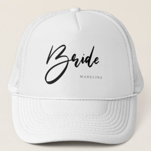 Bride Chic Black Typography Personalized White Trucker Hat