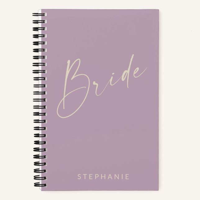 Bride Chic Minimalist Lilac Personalised   Notebook (Front)