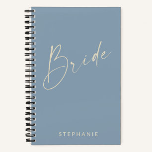 Bride Chic Minimalist Personalised Dusty Blue Notebook
