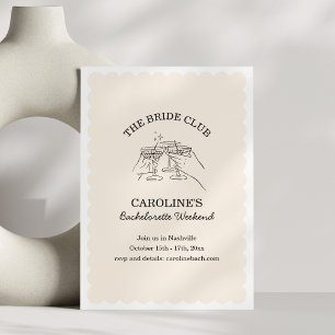 Bride Club Weekend Cocktail Bachelorette Party Invitation