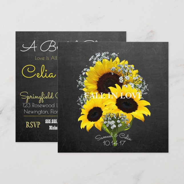 BRIDE & CO Autumn Bride Sunflower Party Invitation (Front/Back)