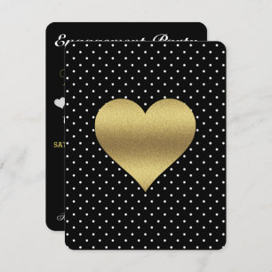 BRIDE & CO Black And Gold Heart & Polka Dot Party Invitation