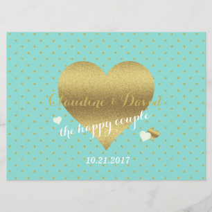Bride & Co Blue & Gold Polka Dot Wedding Ceremony Program