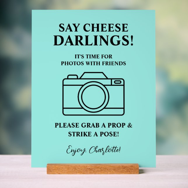 Bride & Co. Bridal Shower Teal Acrylic Sign (Neutral)