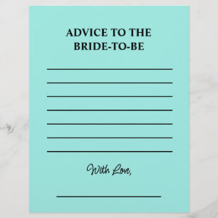 Bride & Co. Bridal Shower Turquoise Advice Card