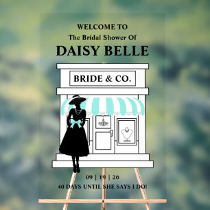 Bride & Co. Bridal Shower Turquoise Welcome Acrylic Sign