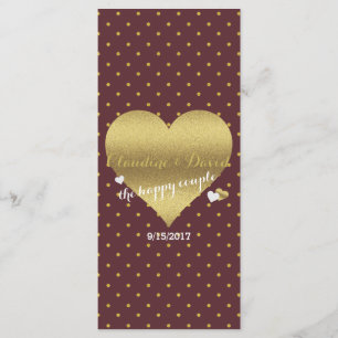 BRIDE & CO Burgundy Gold Polka Dot Wedding Party Program