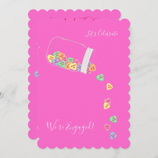BRIDE & CO Candy Hearts Engagement Party Shower Invitation (Front/Back)