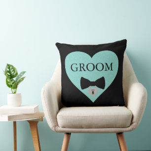 BRIDE & CO Celebrate Groom To Be Teal Blue Decor Cushion