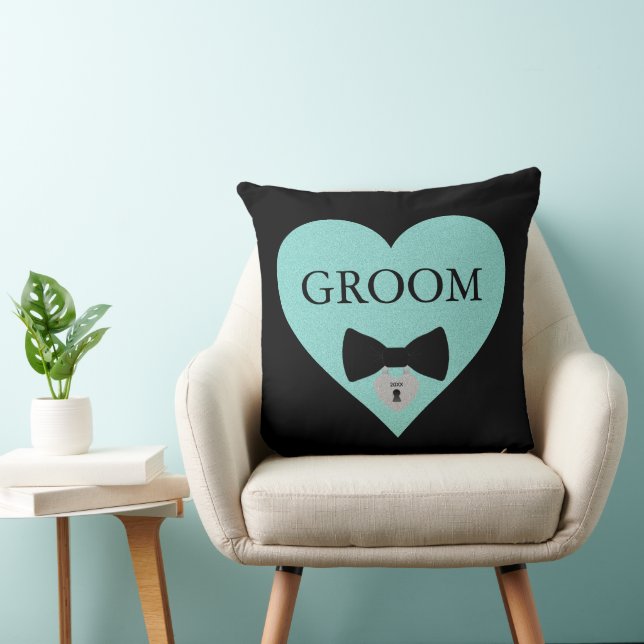 BRIDE & CO Celebrate Groom To Be Teal Blue Decor Cushion (Chair)