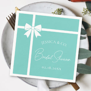 Bride & Co Elegant White Bow Ribbon Bridal Shower Napkin