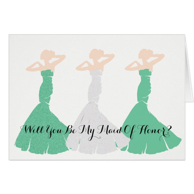 BRIDE & CO Green Be My Maid Of Honour Party Note (Front Horizontal)