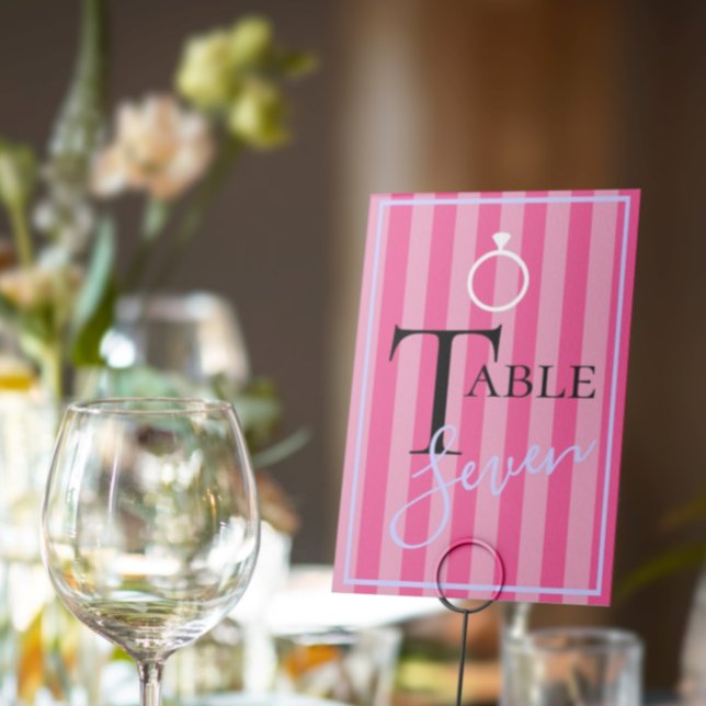 BRIDE & CO Love Pink Bridal Lingerie Shower Party Table Number (Creator Uploaded)