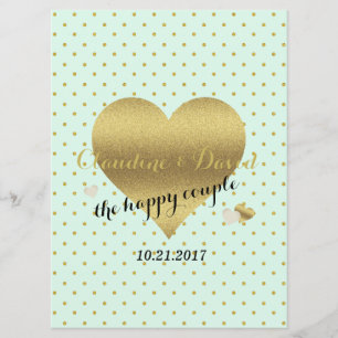 BRIDE CO Mint Gold Polka Dot Elegant Wedding Party Program