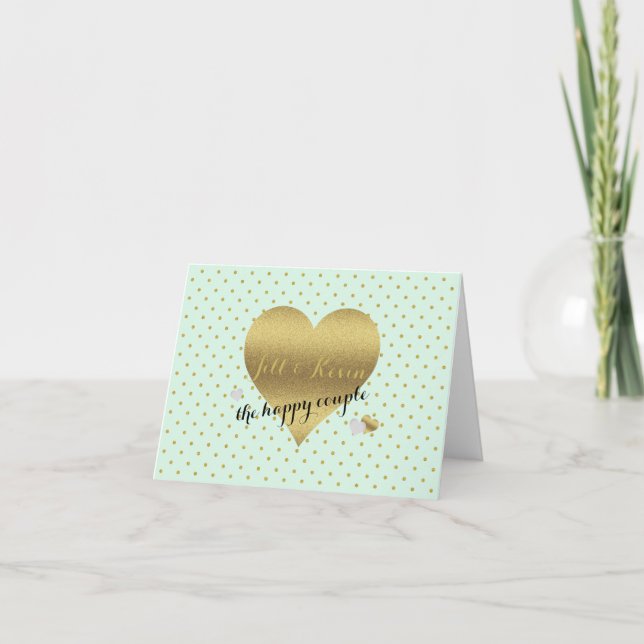 Bride & Co Mint & Gold Wedding Party Personal Note Card (Front)