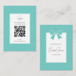 Bride & Co. Teal Blue Bow Bridal Shower Registry Enclosure Card