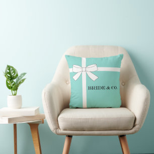 BRIDE & CO Teal Blue Bridal Shower Party Decor Cushion