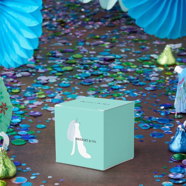 BRIDE & CO Teal Blue Here Comes The Bride Party Favour Box (Party)