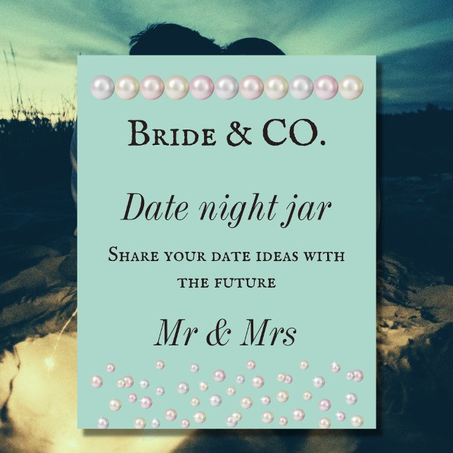 Bride Co Teal Blue Pearl Bridal Shower Date Night Poster (Creator Uploaded)