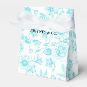 Bride & Co. Teal Floral Toile Personalised Favour Box
