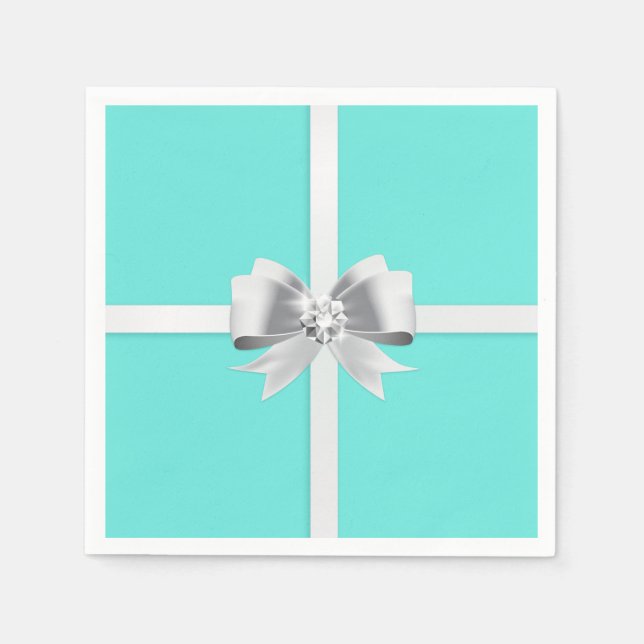 Bride & Co. Turquoise/Teal Bridal Party Napkins (Front)