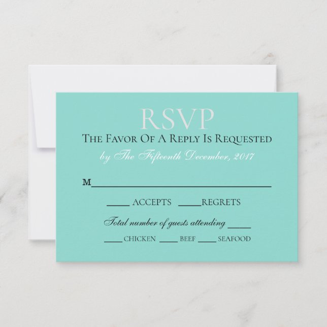 Bride & Co Wedding Suite Elegant Teal Blue RSVP Card (Front)