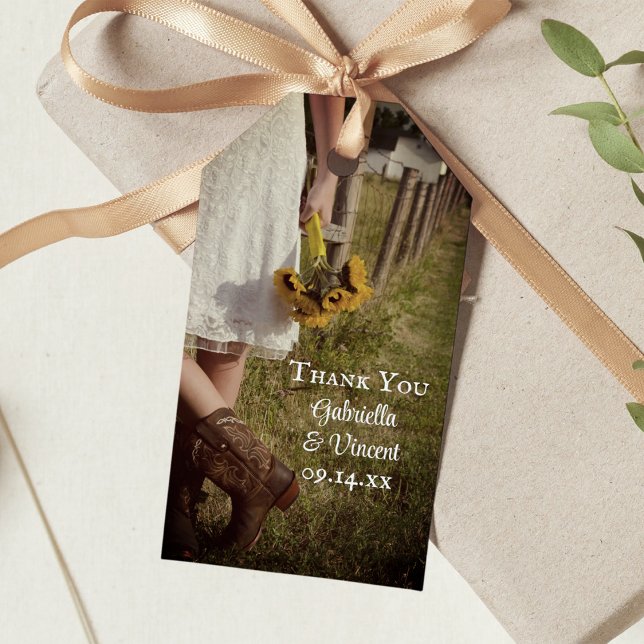 Bride, Cowboy Boots, Sunflowers Wedding Favour Tag (Creator Uploaded)