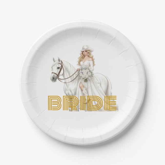 bride cowgirl paper plate (Front)