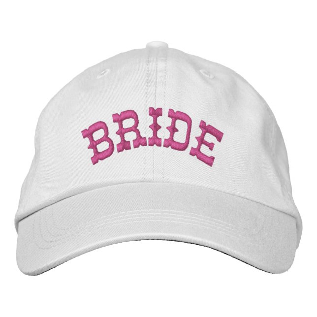 BRIDE Custom Name WHITE A07C7H Embroidered Hat (Front)