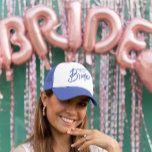 Bride Custom Text Trucker Hat<br><div class="desc">This cute Trucker Hat features royal blue text that reads: Sister of the Bride. Click "Personalise this Template" to easily change or remove text. Delete text so that it simply reads: Bride, or change the text from sister to mother, friend, cousin, niece or any text you choose. This fun hat...</div>