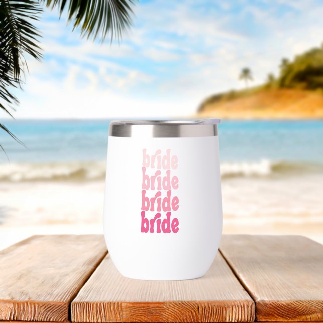 Bride cute retro pink, personalised with name (Beach)