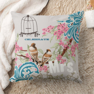 Bride Damask Love Bird Cherry Blossom Birdcage Cushion