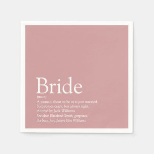 Bride Definition, Bridal Shower Fun Girly Pink Napkin