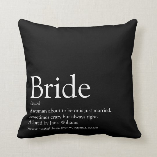 Bride Definition, Bridal Shower Modern Fun Cushion