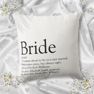 Bride Definition, Bridal Shower Modern Typographic Cushion