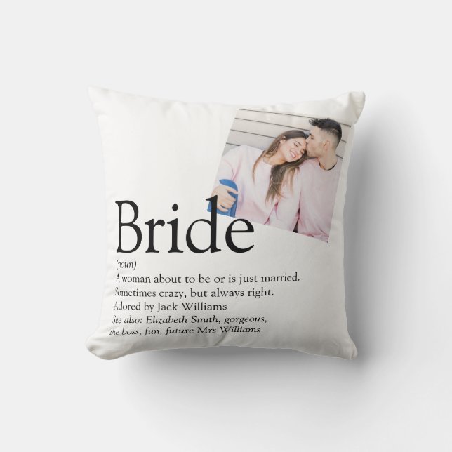 Bride Definition Bridal Shower Photo Cushion (Front)