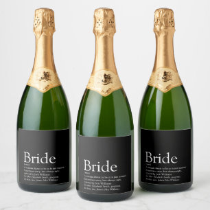 Bride Definition, Bridal Shower, Wedding Sparkling Wine Label