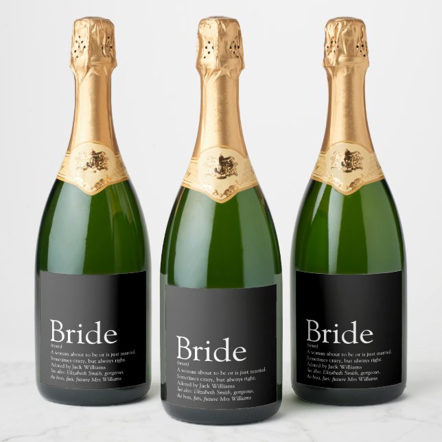 Bride Definition, Bridal Shower, Wedding Sparkling Wine Label (Bottles)