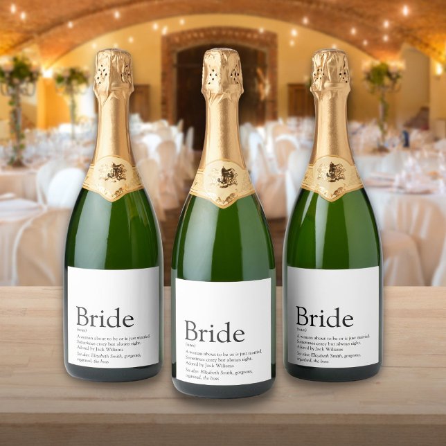 Bride Definition, Bridal Shower, Wedding Sparkling Wine Label (Bride Definition, Bridal Shower, Wedding Sparkling Wine Label)